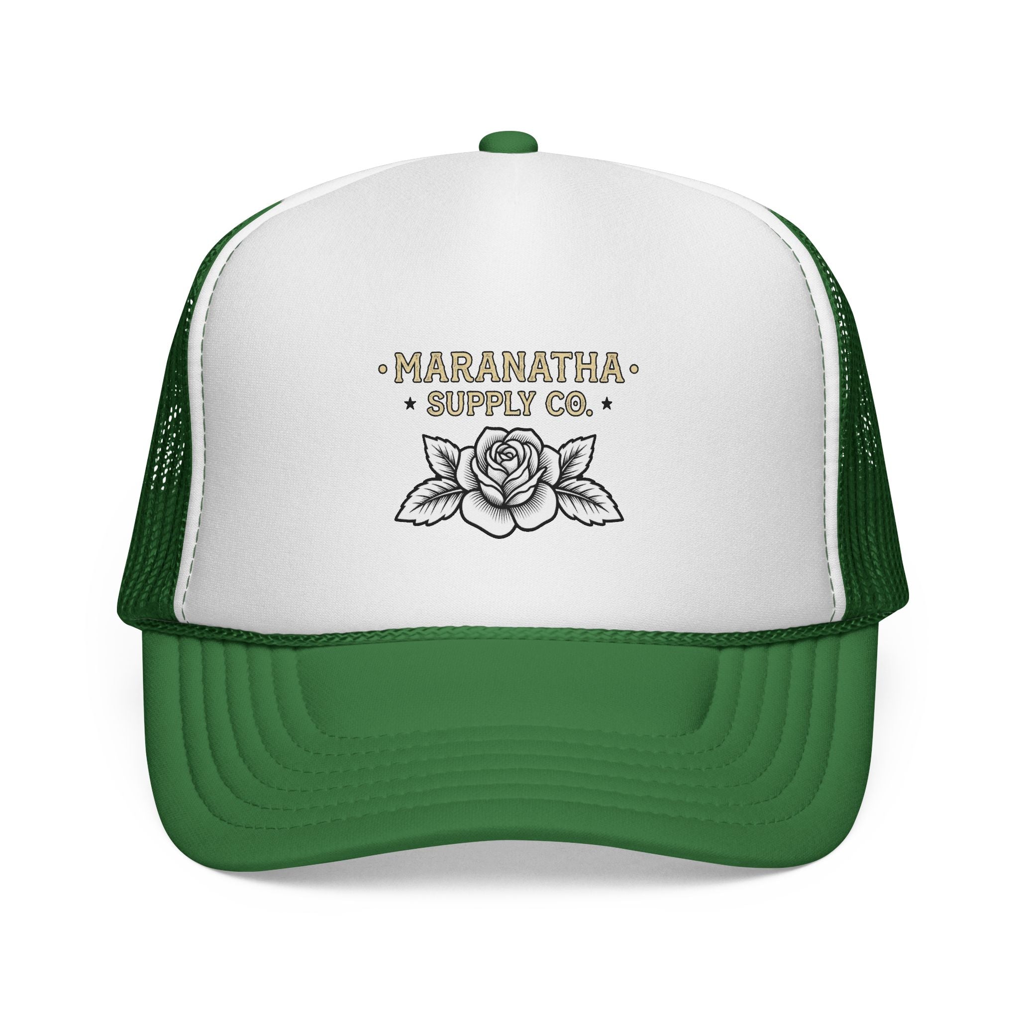 Maranatha Supply Co. Floral Trucker Hat — Vintage Rose Mesh Cap