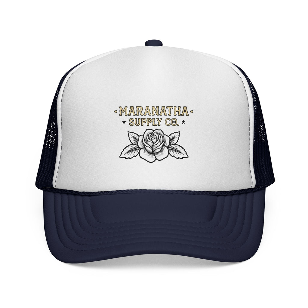 Maranatha Supply Co. Floral Trucker Hat — Vintage Rose Mesh Cap