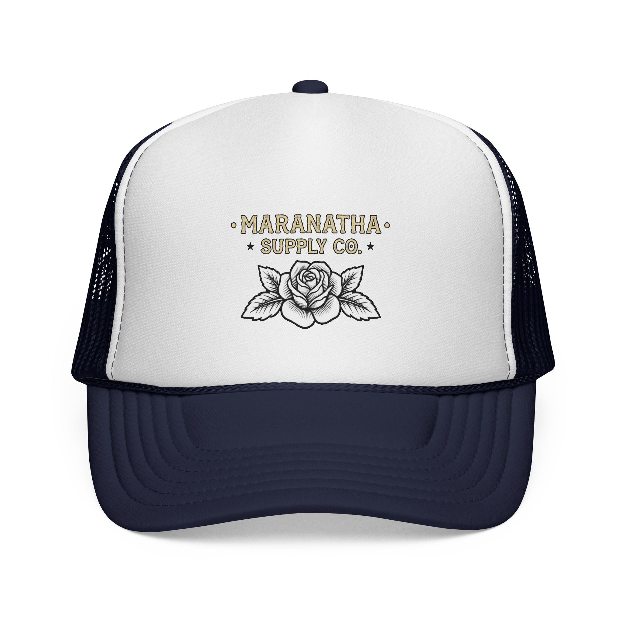 Maranatha Supply Co. Floral Trucker Hat — Vintage Rose Mesh Cap
