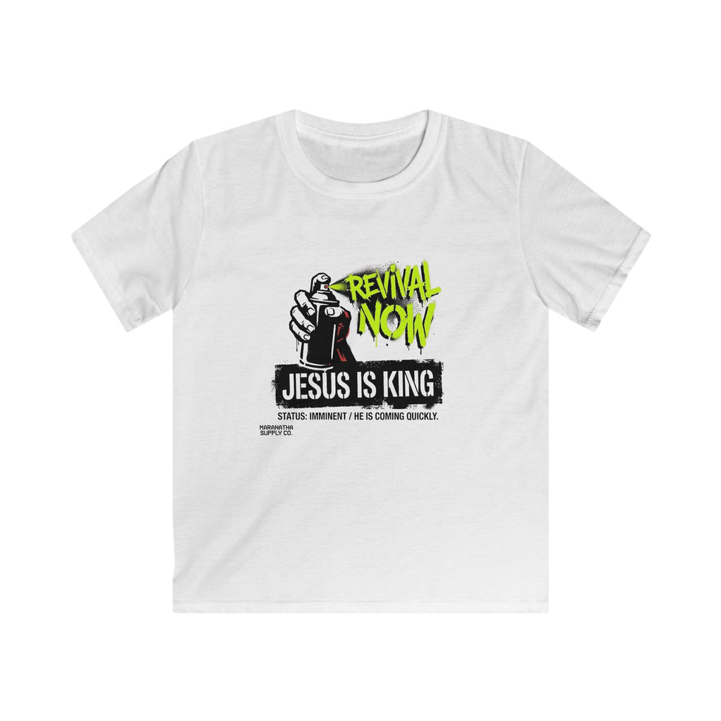 Kids Tee — "Revival Now: Jesus Is King" Graphic Tee for Christian Youth