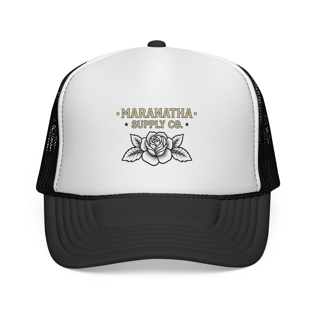 Maranatha Supply Co. Floral Trucker Hat — Vintage Rose Mesh Cap