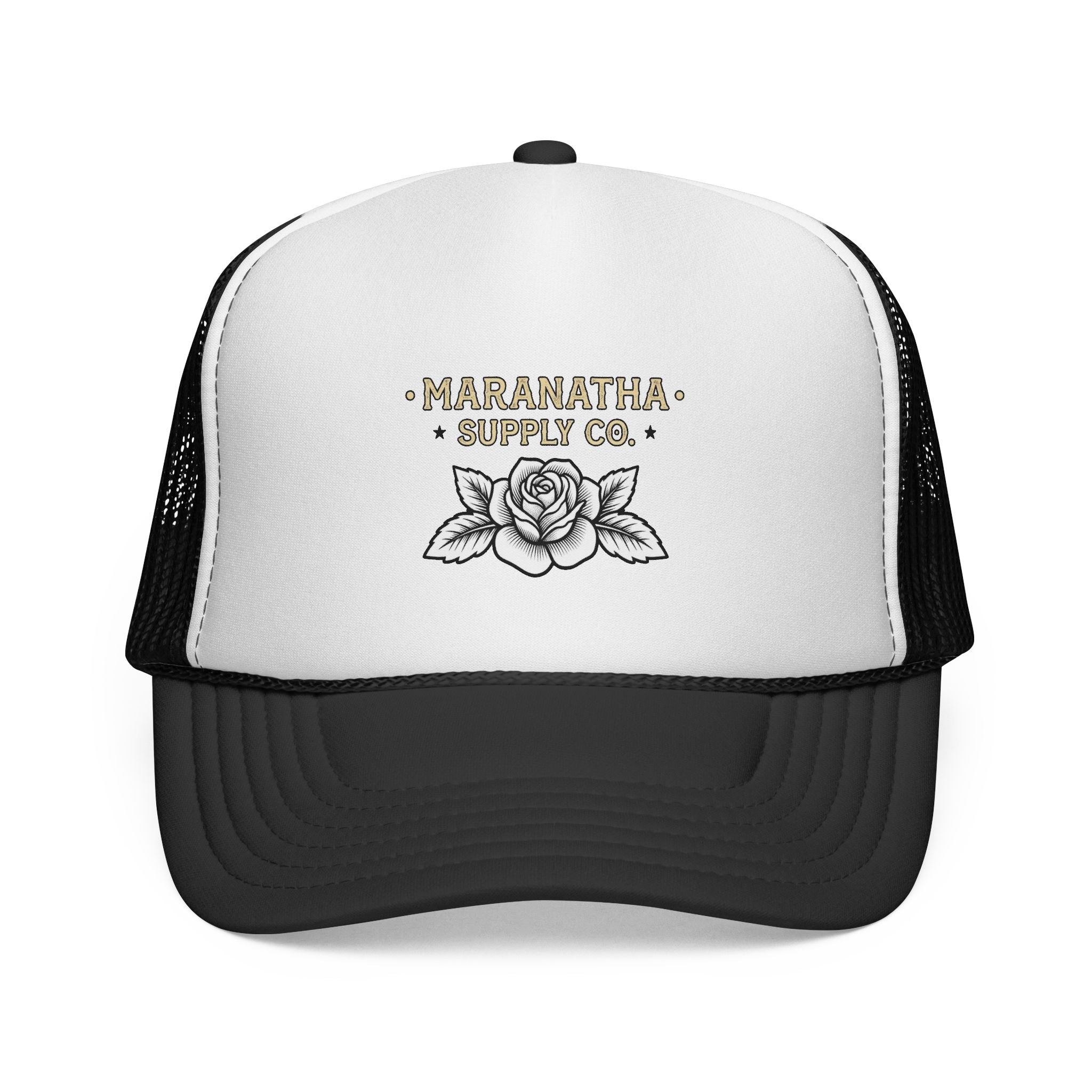 Maranatha Supply Co. Floral Trucker Hat — Vintage Rose Mesh Cap